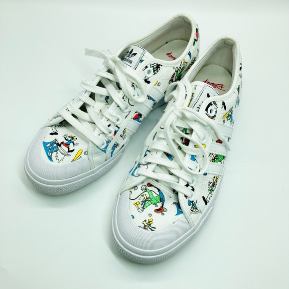 Adidas Originals Nizza x Disney Sport Goofy White Sneakers - Picture 13 of 16